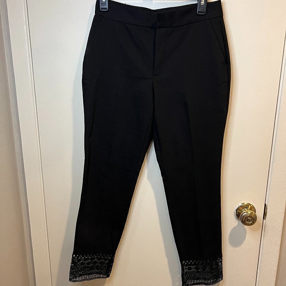 Zara Basic Black Crochet bottom cropped pants, Size Small